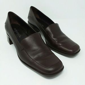 AEROSOLES WOMEN'S BROWN LEATHER SLIP-ON SHOES